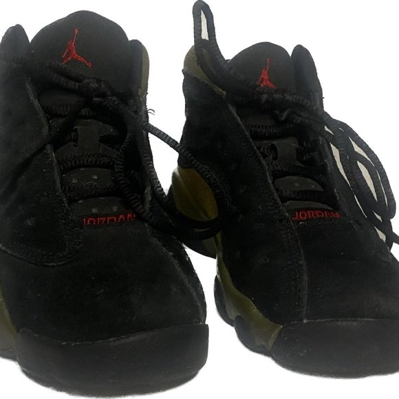 Kids Air Jordan Retro 13 Running Shoes- Black/Olive- Size 1Y - Picture 2 of 7